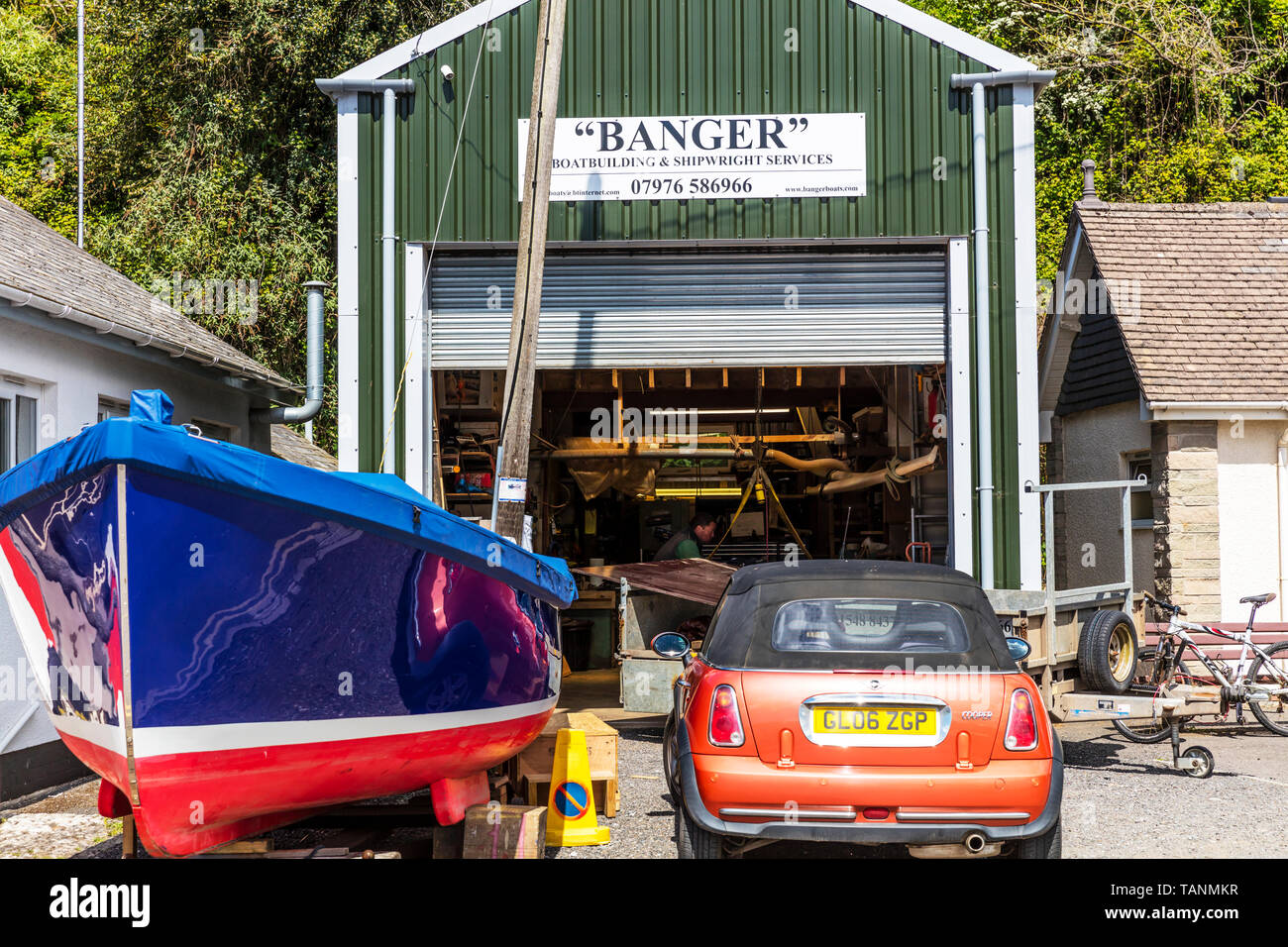 Boatbuilding, Shipwright, Salcombe, Devon, UK, England, boat builders, salcombe boatyard, boatyards, boat building, repairs, repairer, builder, boat, Stock Photo