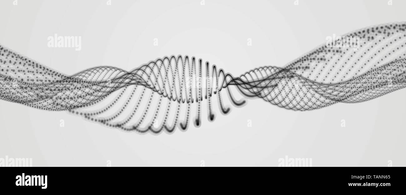 Array with Dynamic Particles. 3D Technology Style. Abstract Background ...
