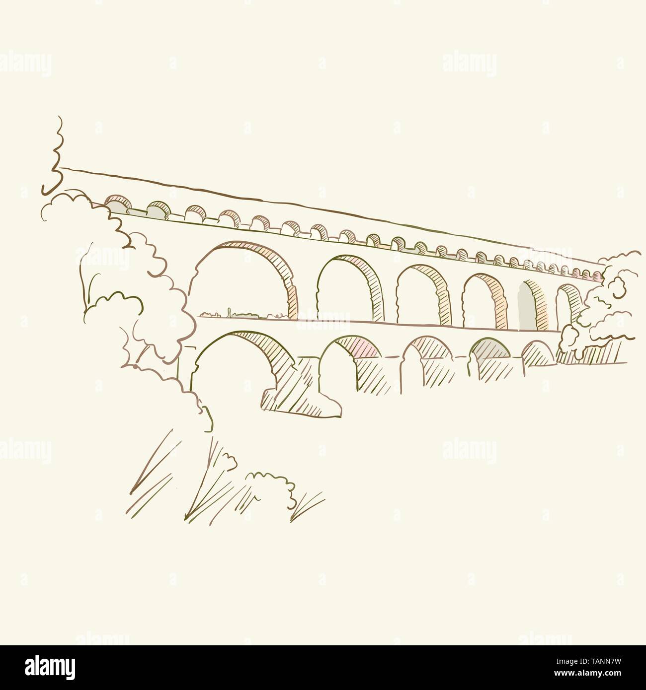 Symbol of Ancient bridge , brown colored version for Apps, Print or web backgrounds Stock Vector