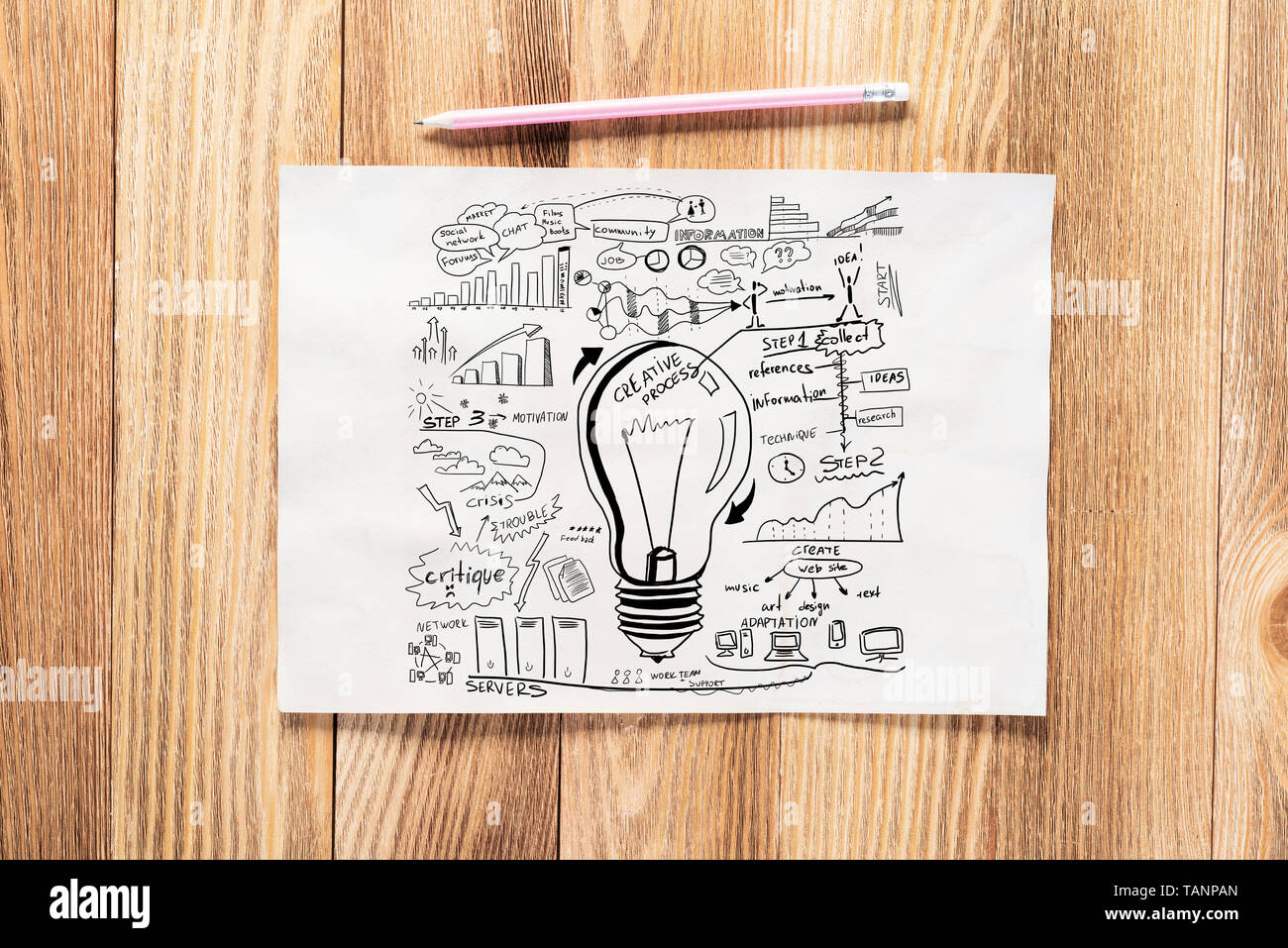Business infographics pencil hand drawn Stock Photo