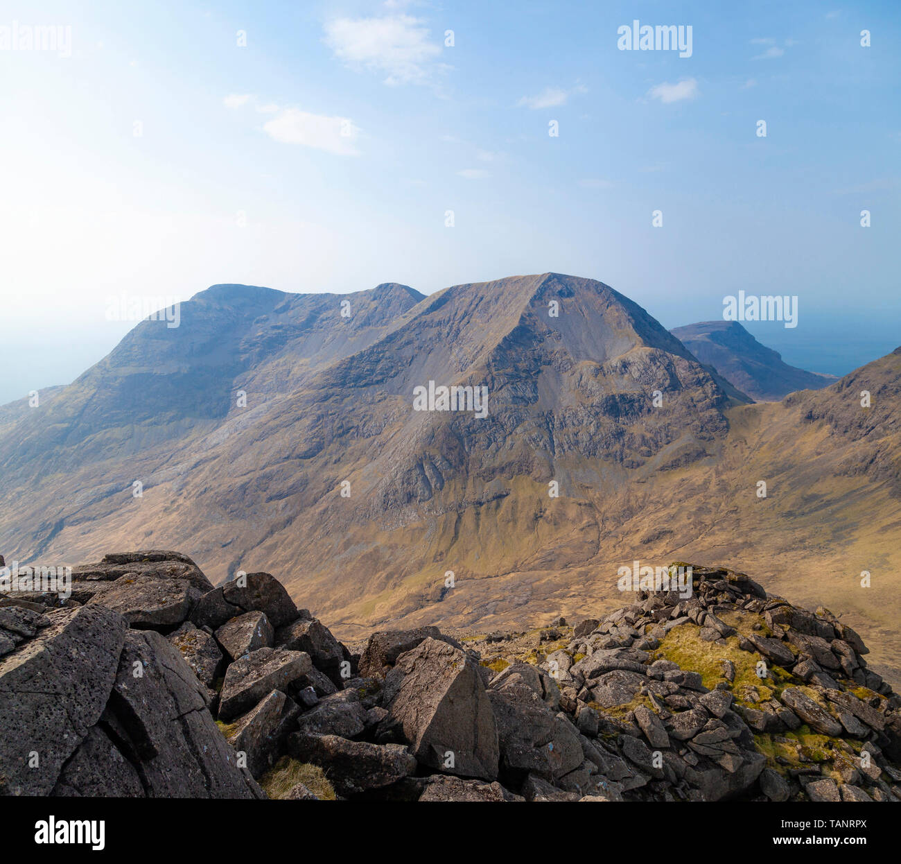 Looking from the top of Askival towards Trollabhal on the Isle of Rum Stock Photo