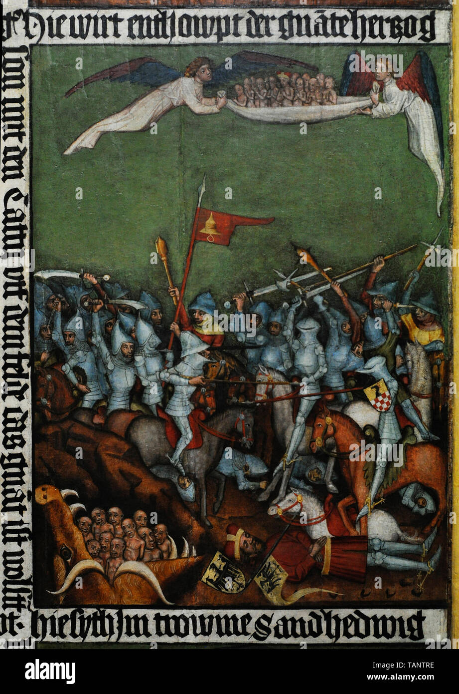 Wings Of A Triptych Depicting A Scene Of The Legend Of Saint