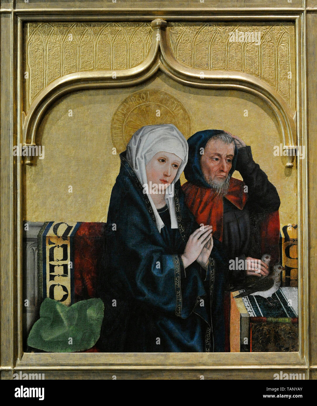 Hans Pleydenwurff (active in Nuremberg, ca.1457-1472). German painter. Presentation in the Temple, Fragment of panel of an altarpiece, 1462. From Saint Elizabeth Church, Wroclaw (Breslau). National Museum. Warsaw. Poland. Stock Photo