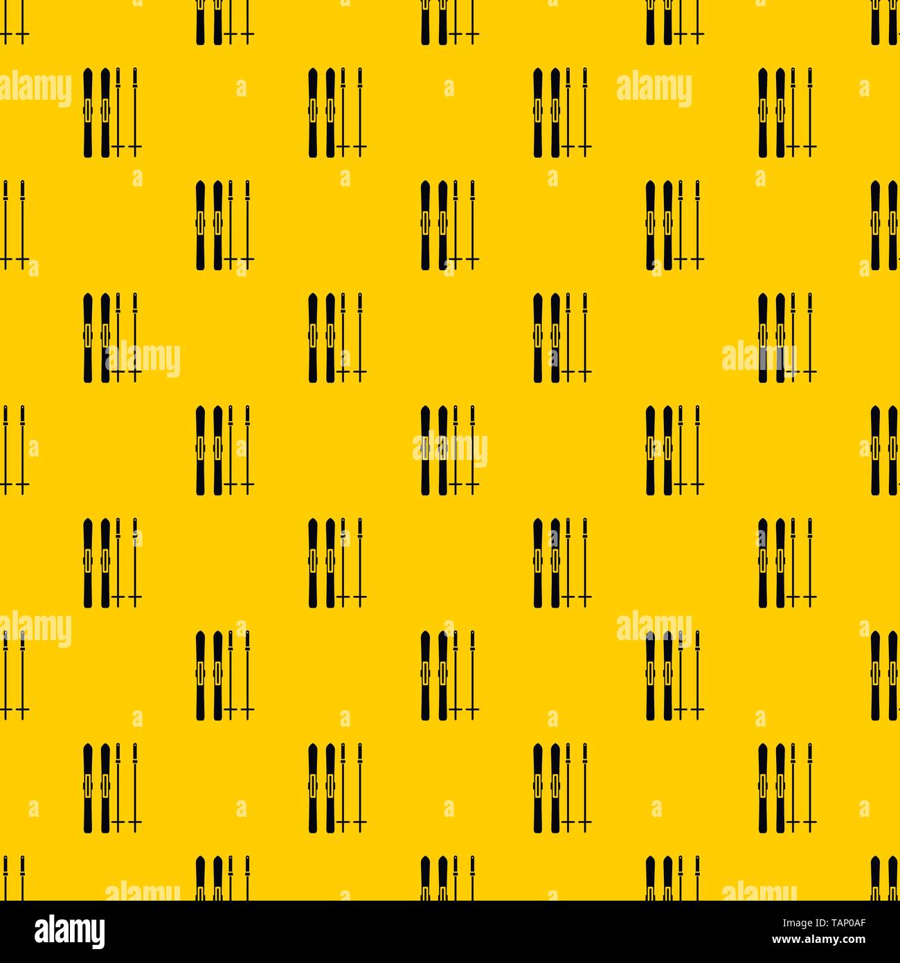 Skis and ski poles pattern vector Stock Vector