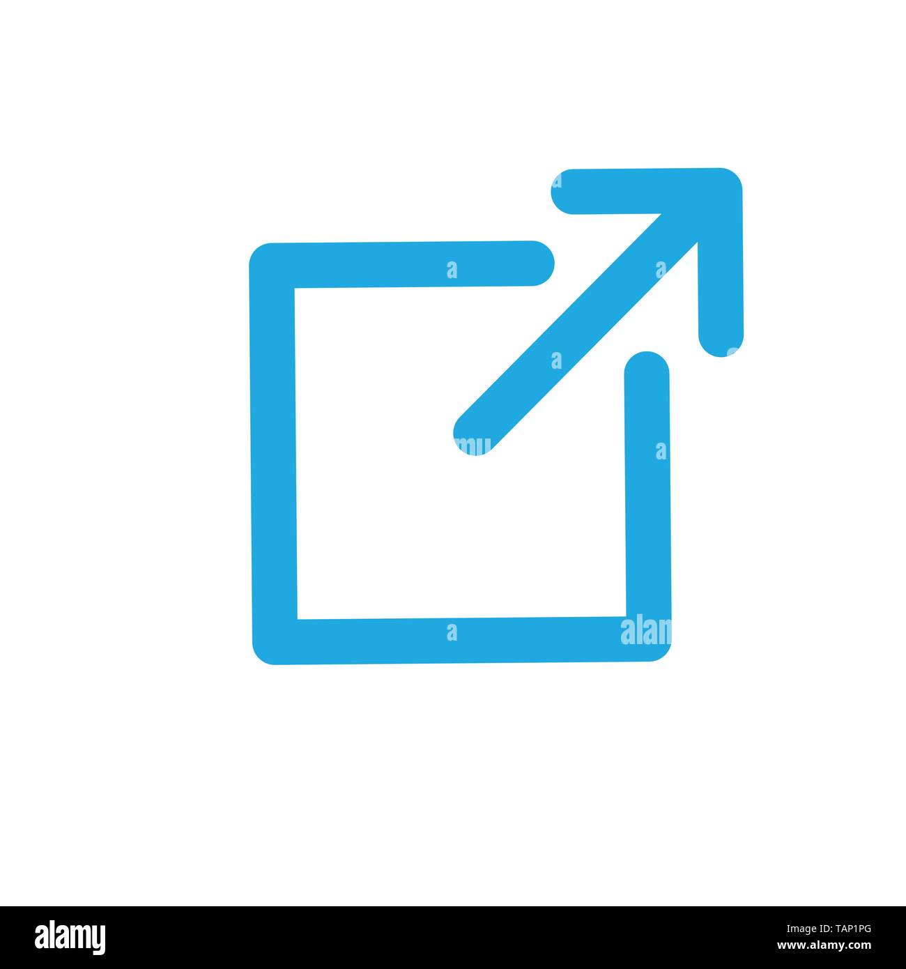External Link Icon with arrow showing leaving the app to visit an external website Stock Vector