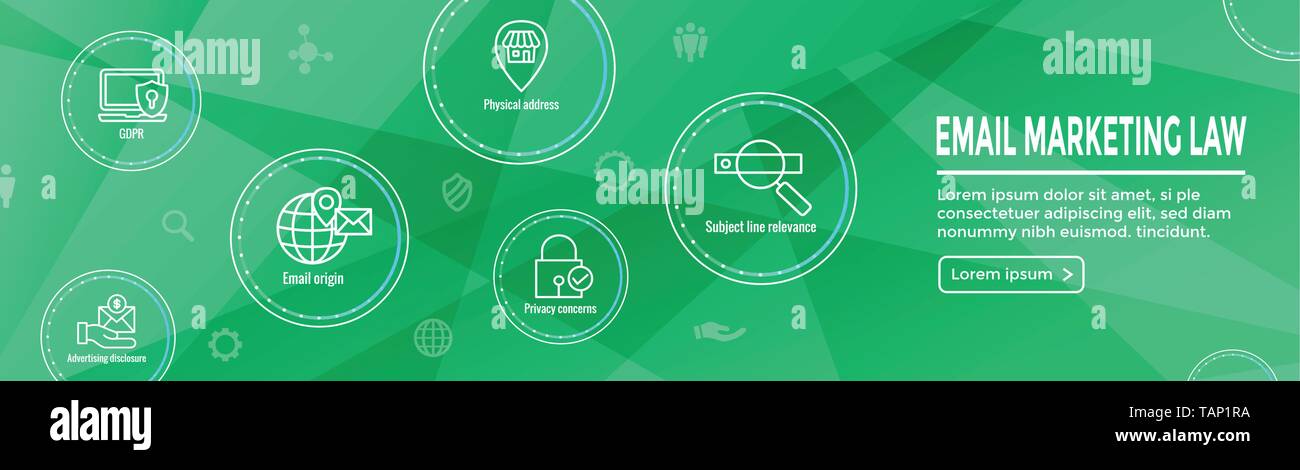 Email Marketing Rules Regulations Icon Set And Web Header Banner