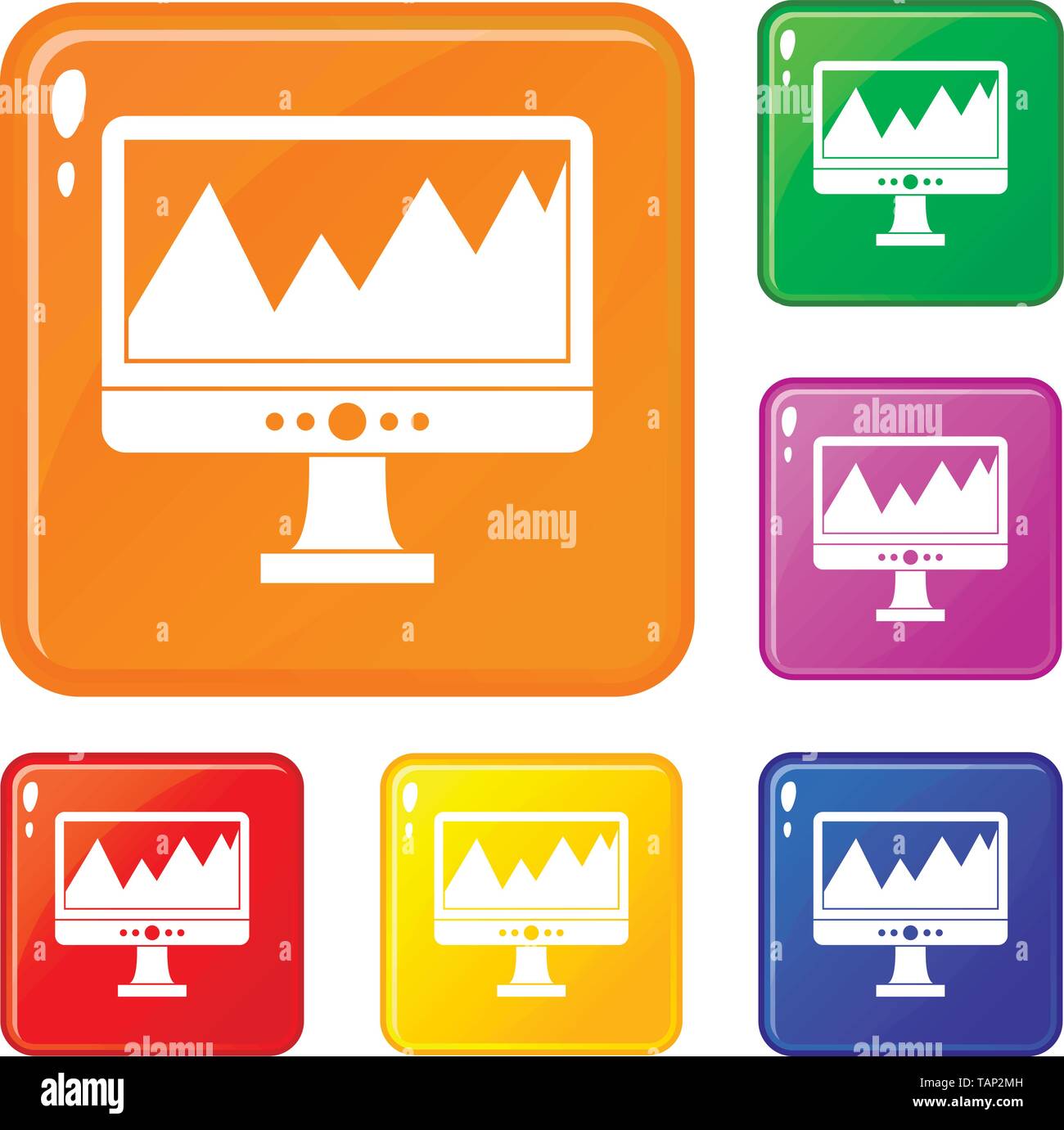 Monitor and a chart icons set vector color Stock Vector Image & Art - Alamy