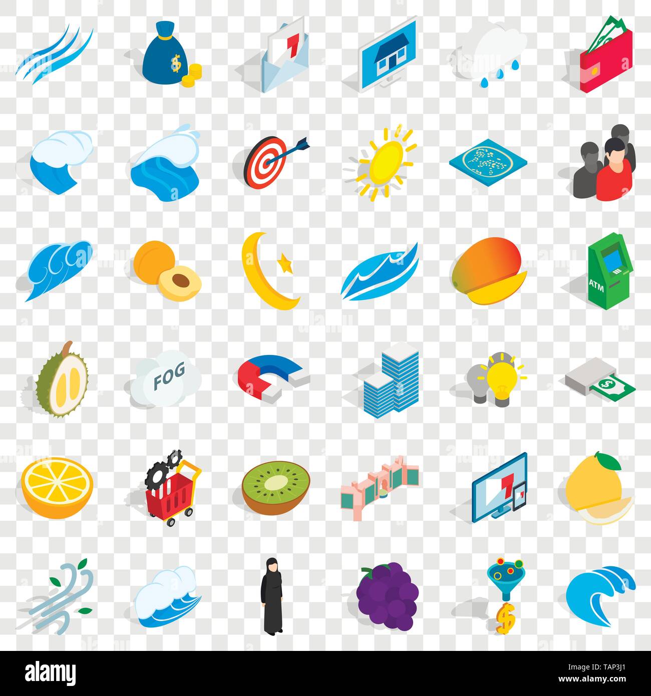 Universal icons set, isometric style Stock Vector