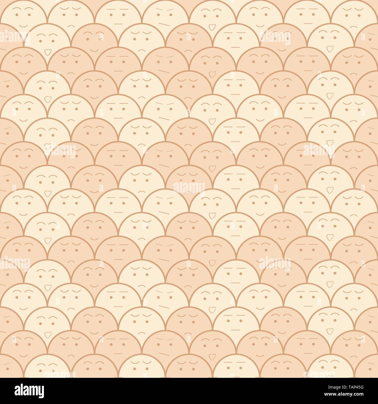 Vector pink seamless background with faces. Stock Vector