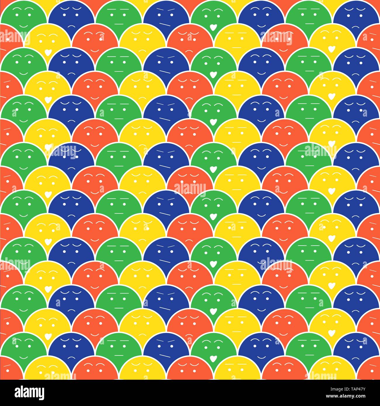 Vector colorful seamless background with faces. Stock Vector
