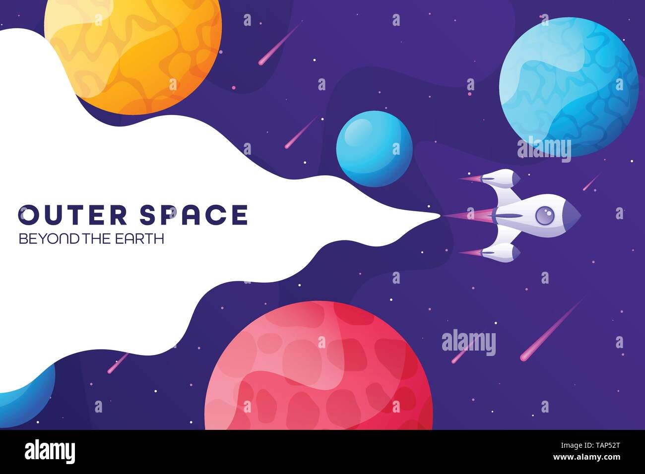 Space Futuristic Modern Colorful Background With Rocket
