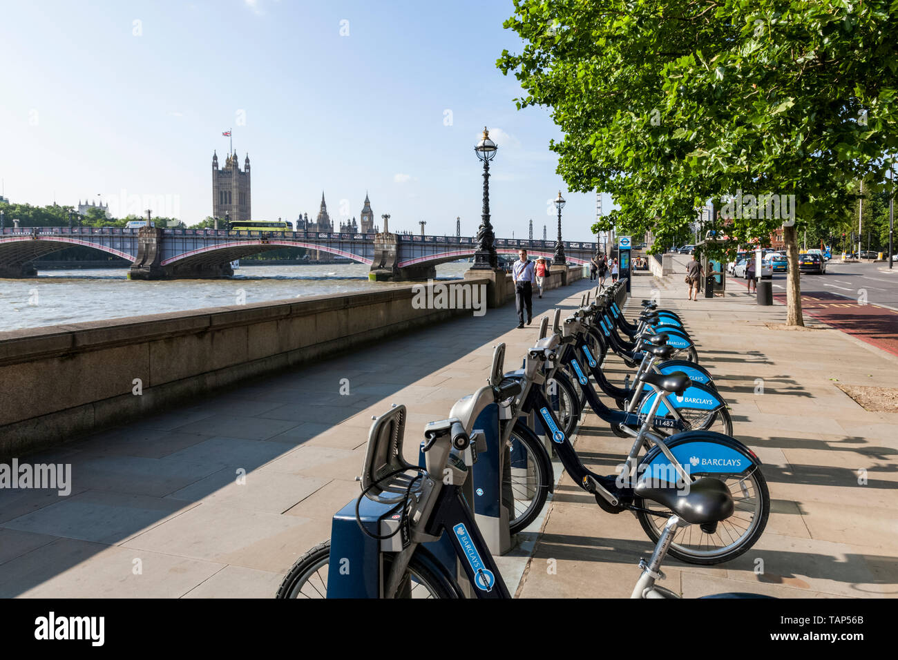 Boris bikes. Barclays cycle hire in London, England, UK Stock Photo