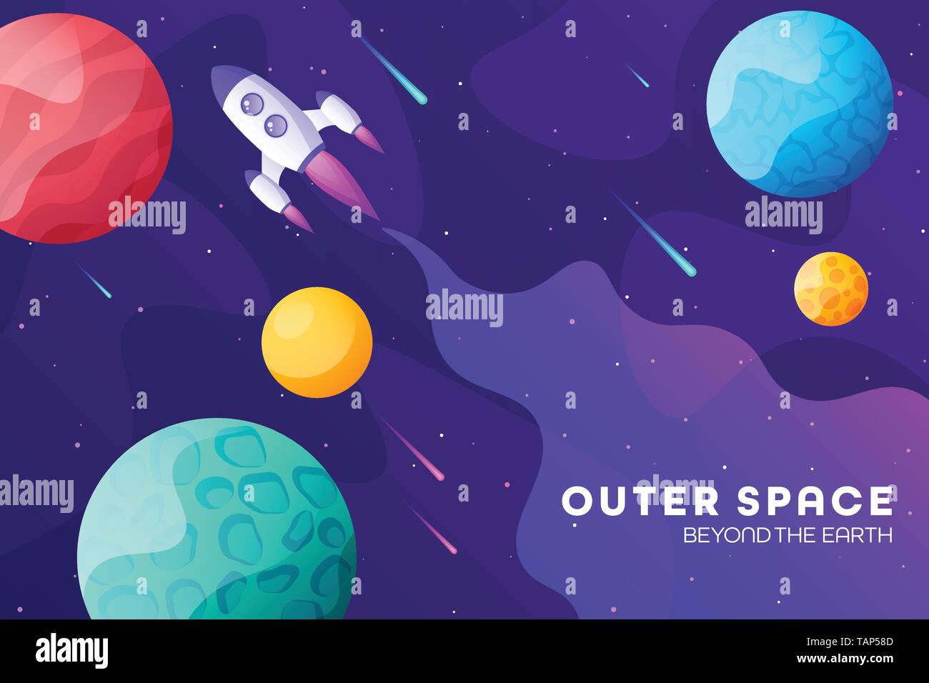 Space Futuristic Modern Colorful Background With Rocket