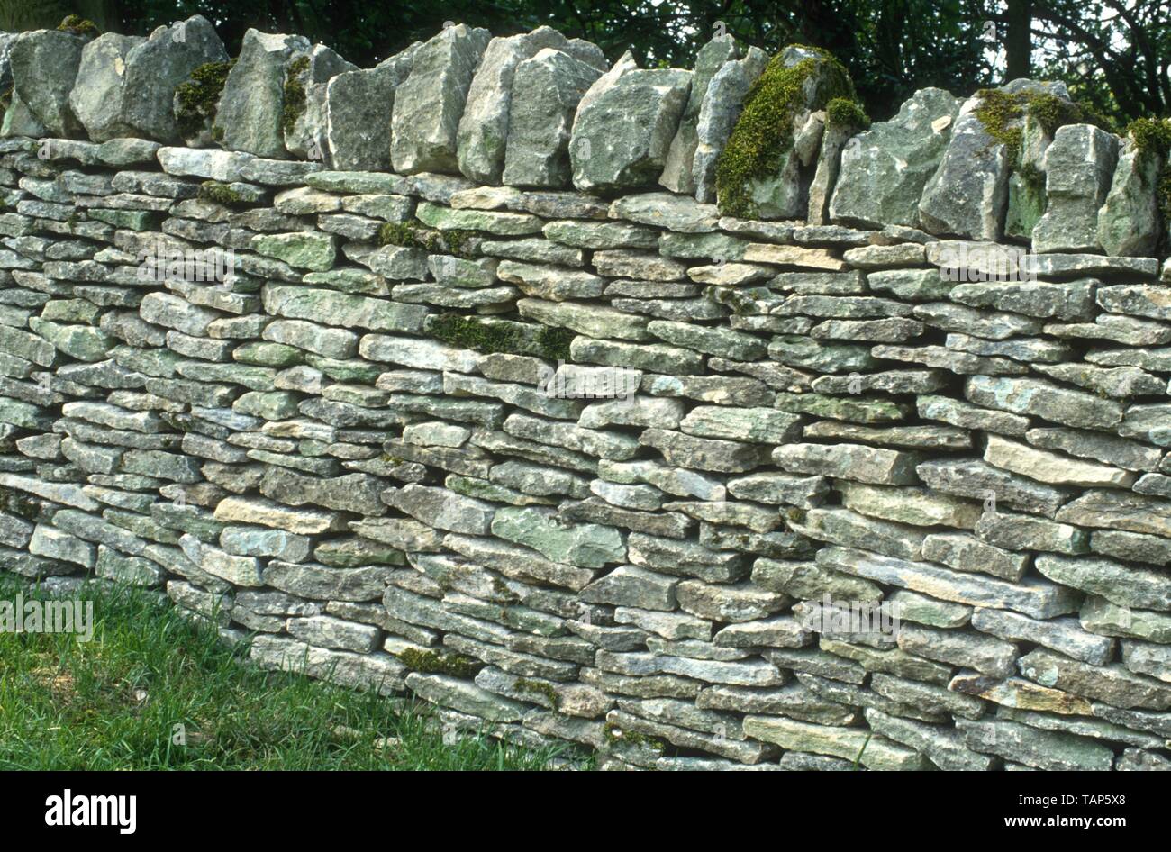 Cotswold stone wal UK 1994 Stock Photo