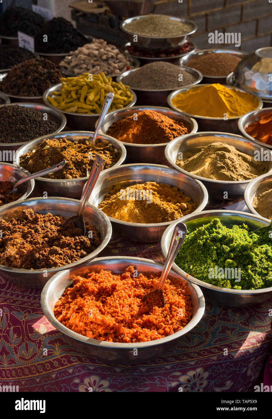 Spices, herbs and curry powders on display at Anjuna Beach Flea Market