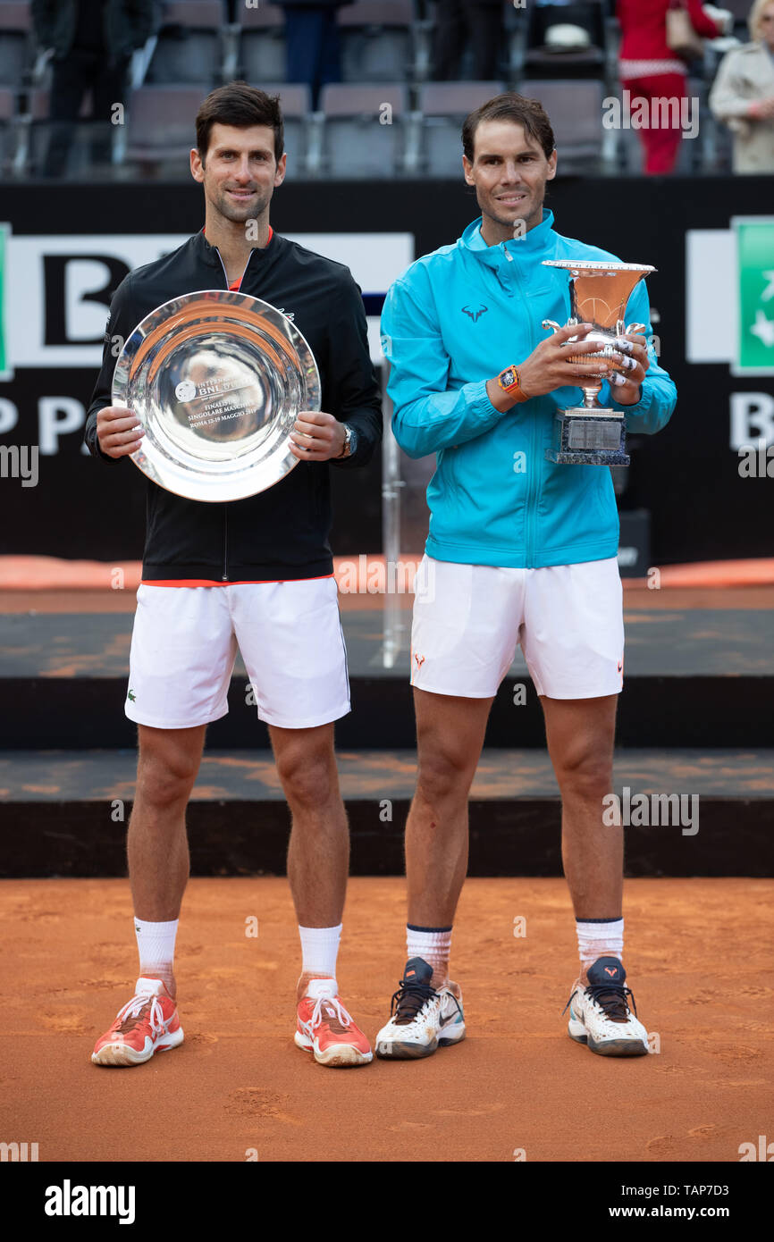 Rome - Raphael Nadal and Novak Djokovic after the final Internazionali BNL  d'Italia 2019 Stock Photo - Alamy