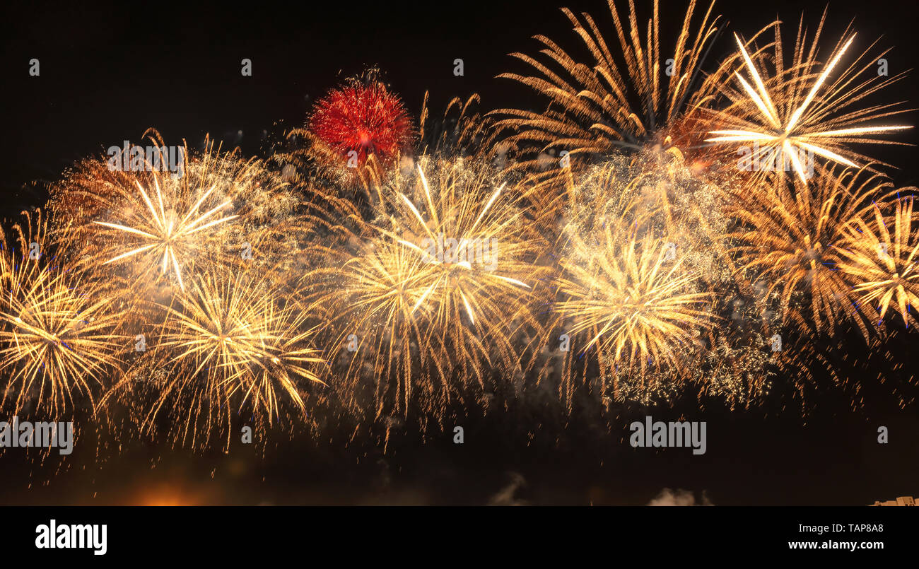Colorful firework display with copy space Stock Photo
