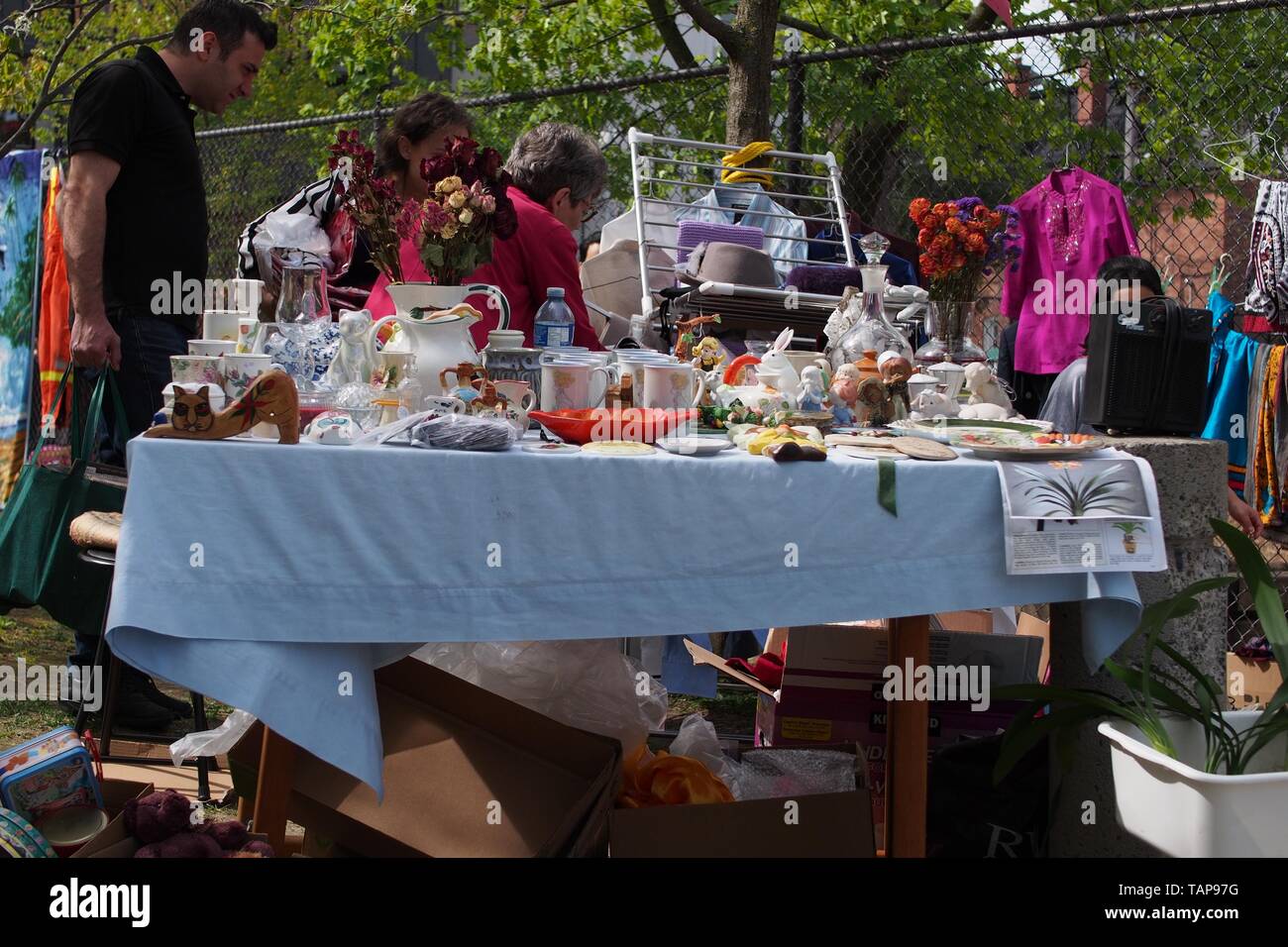 People browsing stalls at the Great Glebe Garage Sale, Ottawa, Ontario