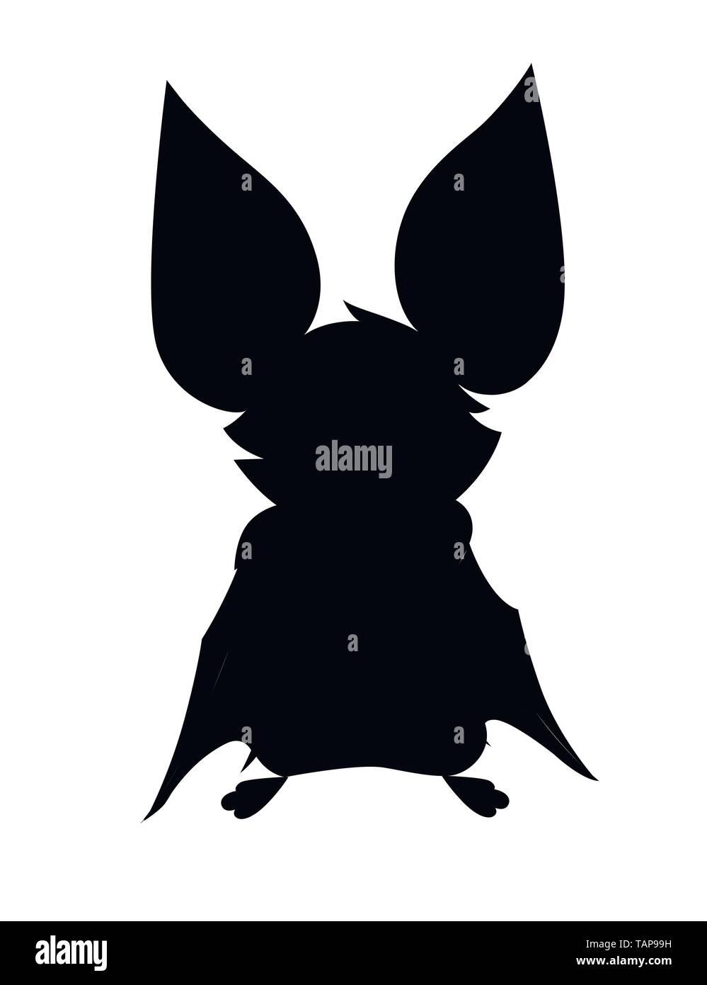Black silhouette. Cartoon bat. Cute vampire bat, flying mammal. Flat ...