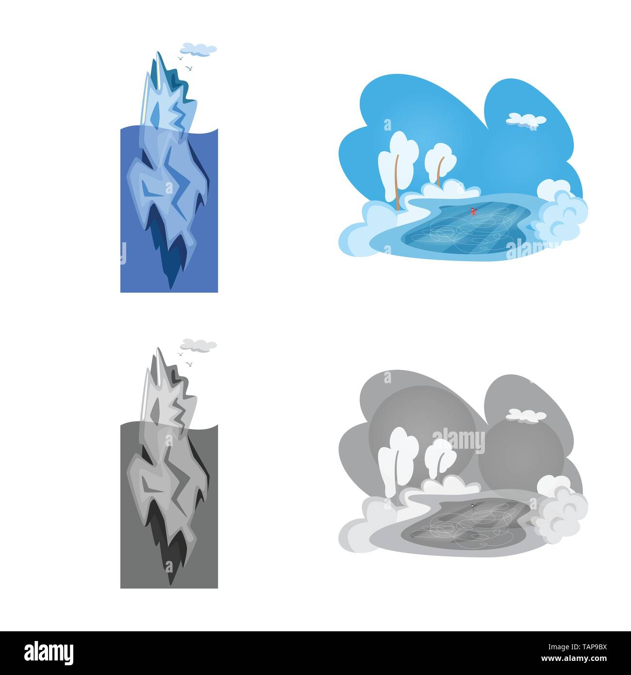 Vector illustration of texture and frozen sign. Collection of texture ...