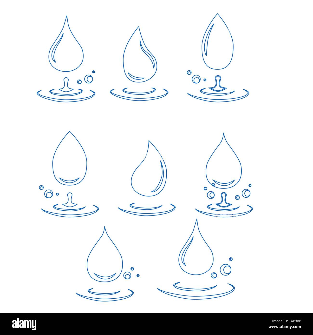 abstract set of blue water drop icons on white background Stock Vector ...
