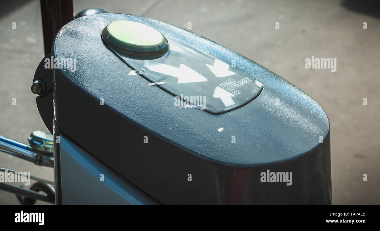 Versailles, France October 09, 2017 detail of a charging station of