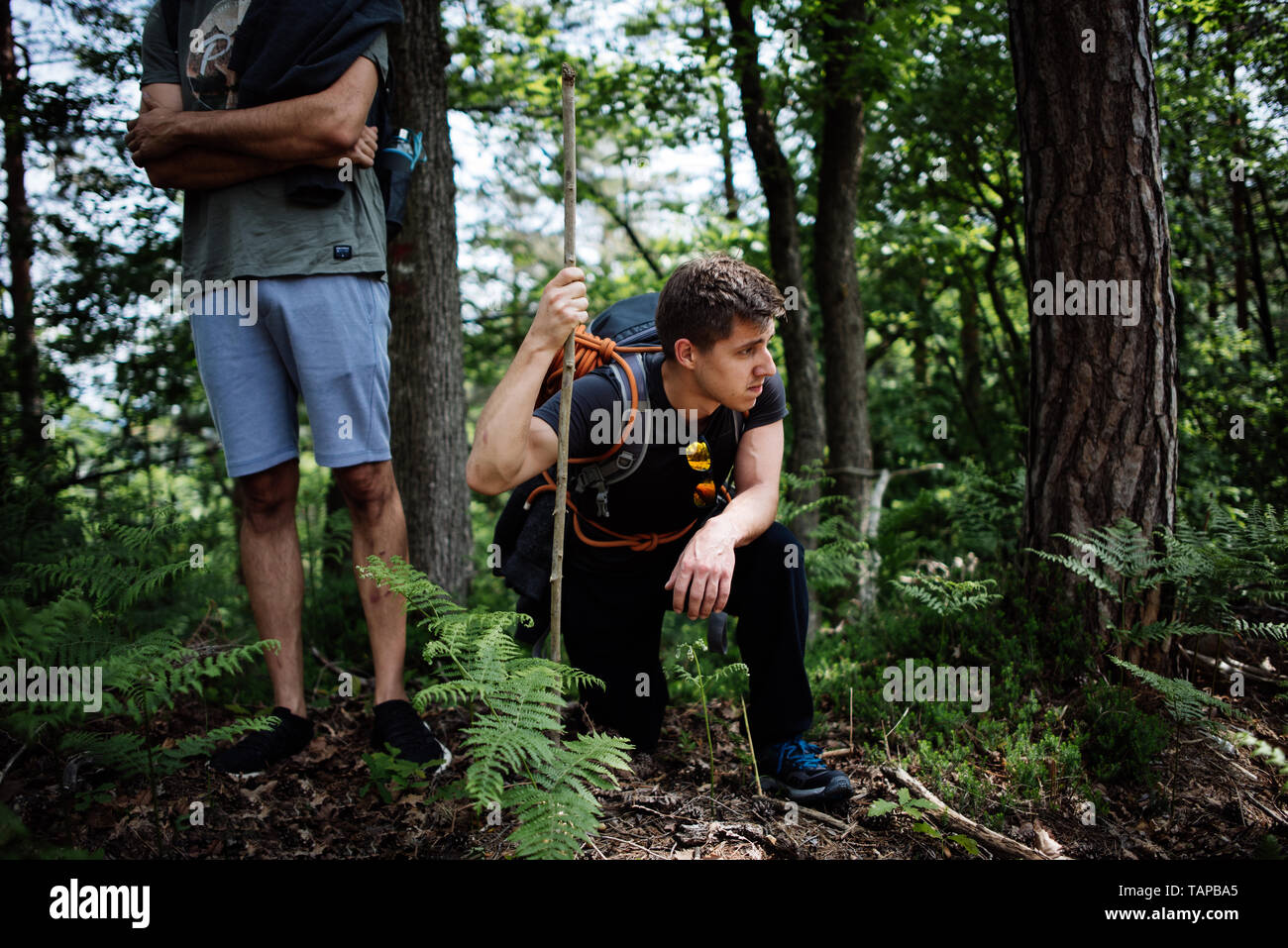 Two male friends hiking hi-res stock photography and images - Alamy