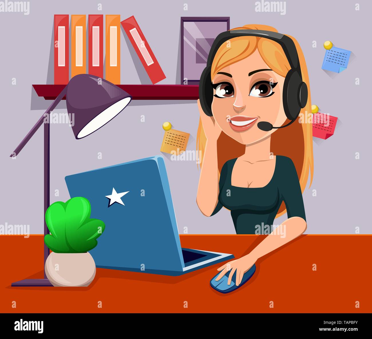 Business woman cartoon character. Beautiful lady operator at her workplace. Vector illustration Stock Vector Image & Art - Alamy Business woman cartoon character. Beautiful lady operator at her workplace. Vector illustration Stock Vector Image & Art - Alamy