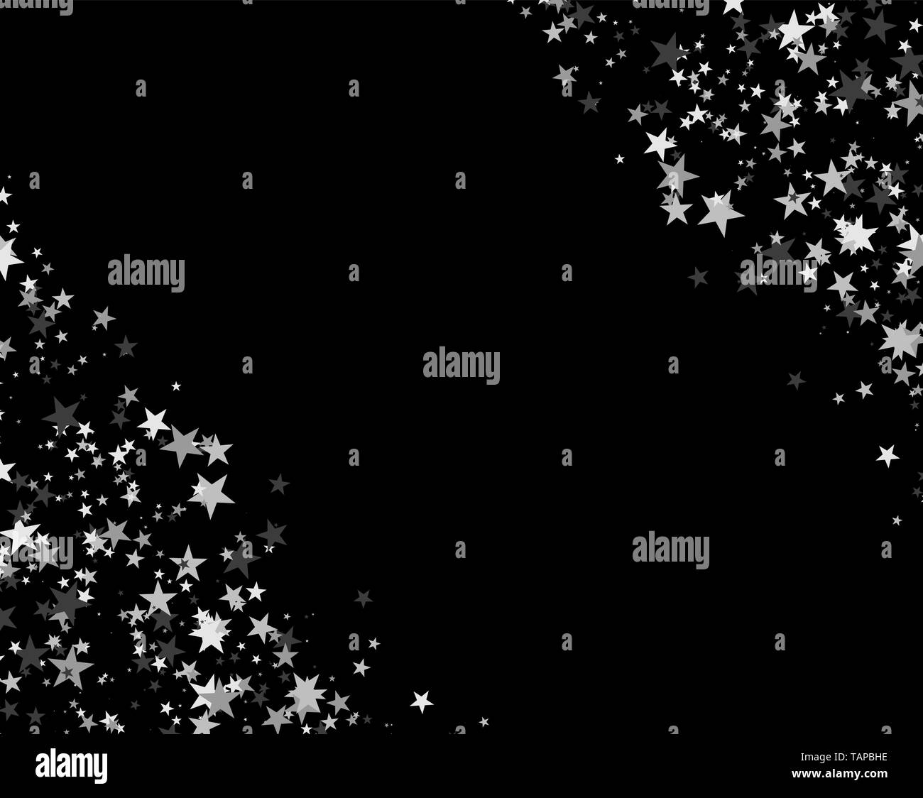 Silver Stars In Corners Gray And White Confetti Glitter Banner