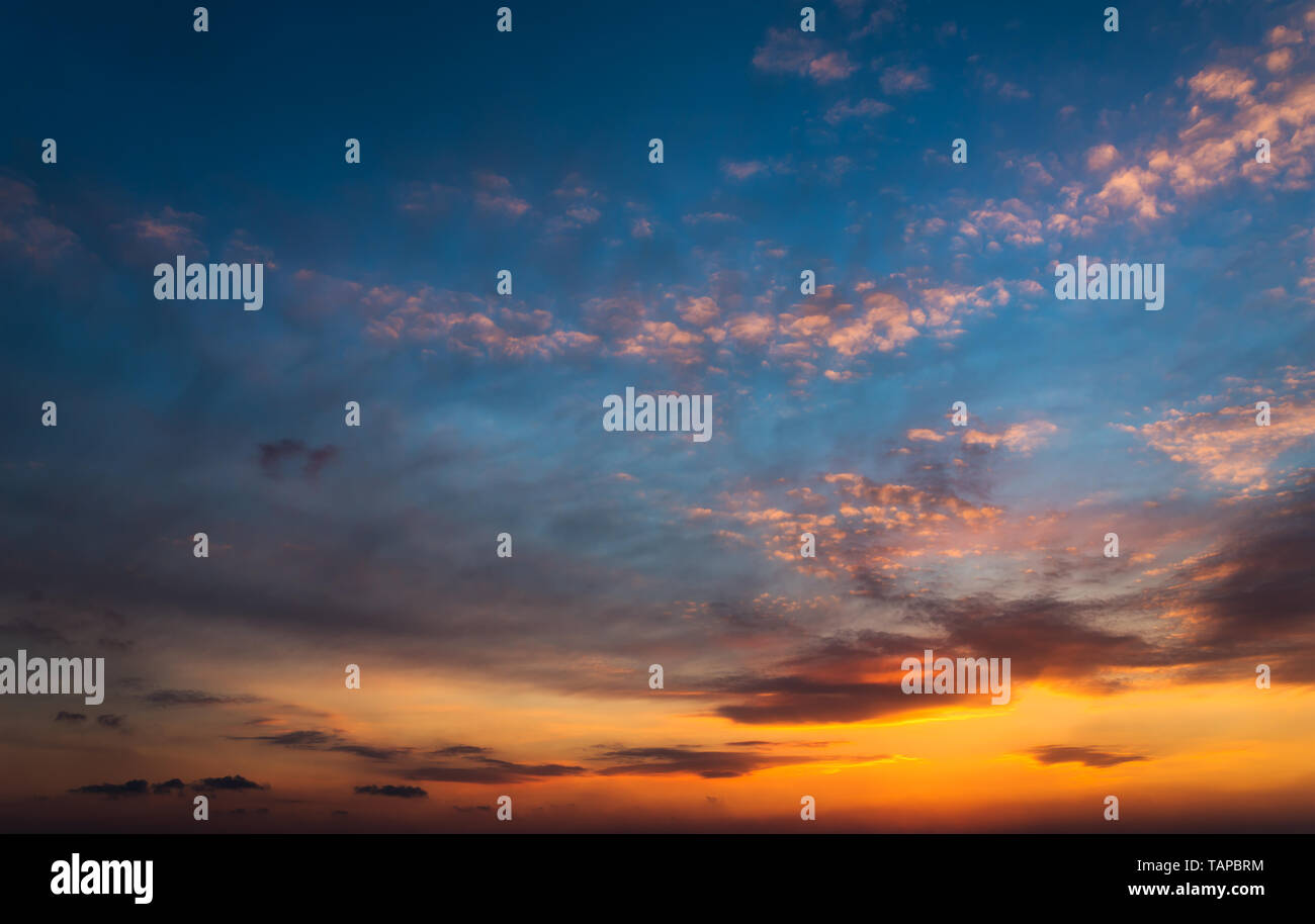 Sunset sky with beautiful orange clouds Stock Photo - Alamy
