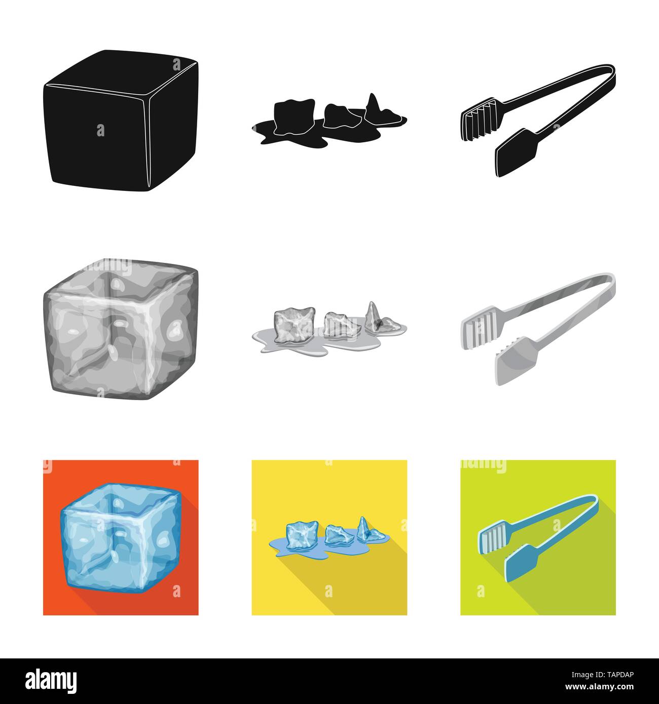 Vector illustration of texture and frozen sign. Set of texture and ...
