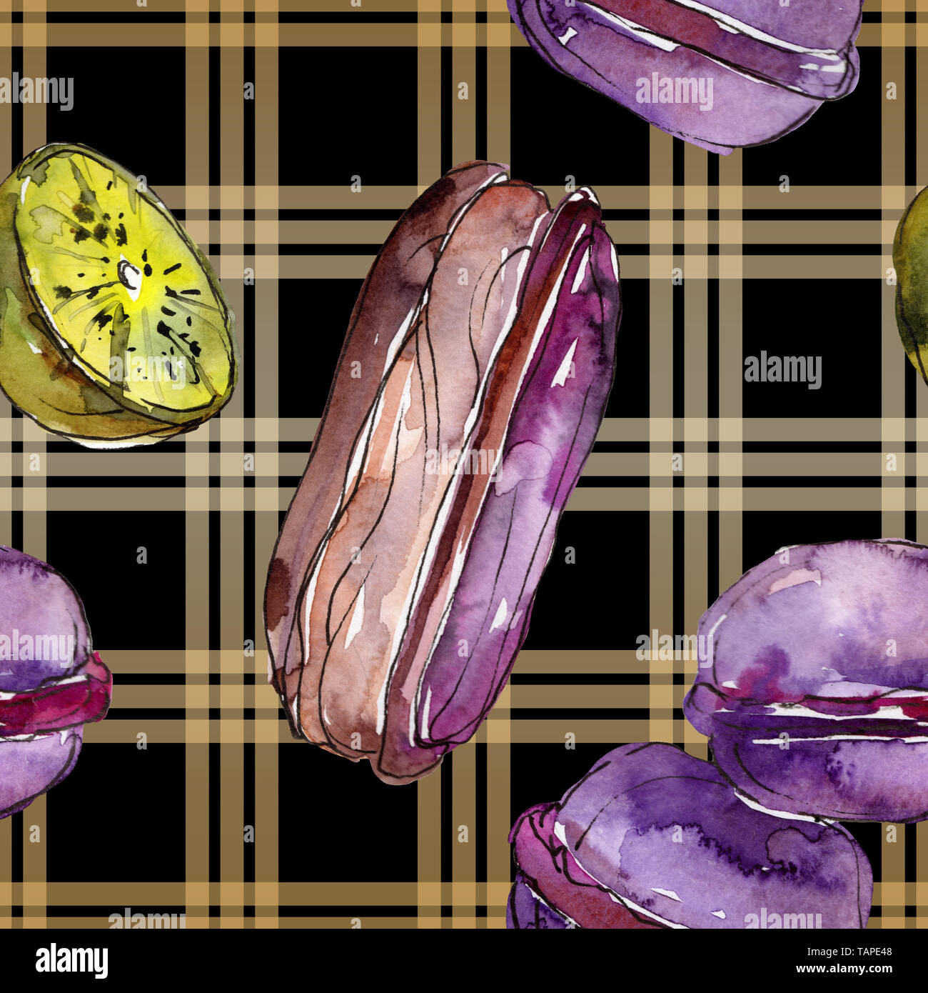 Tasty sweet desserts in a watercolor style. Hand drawning fashion ...