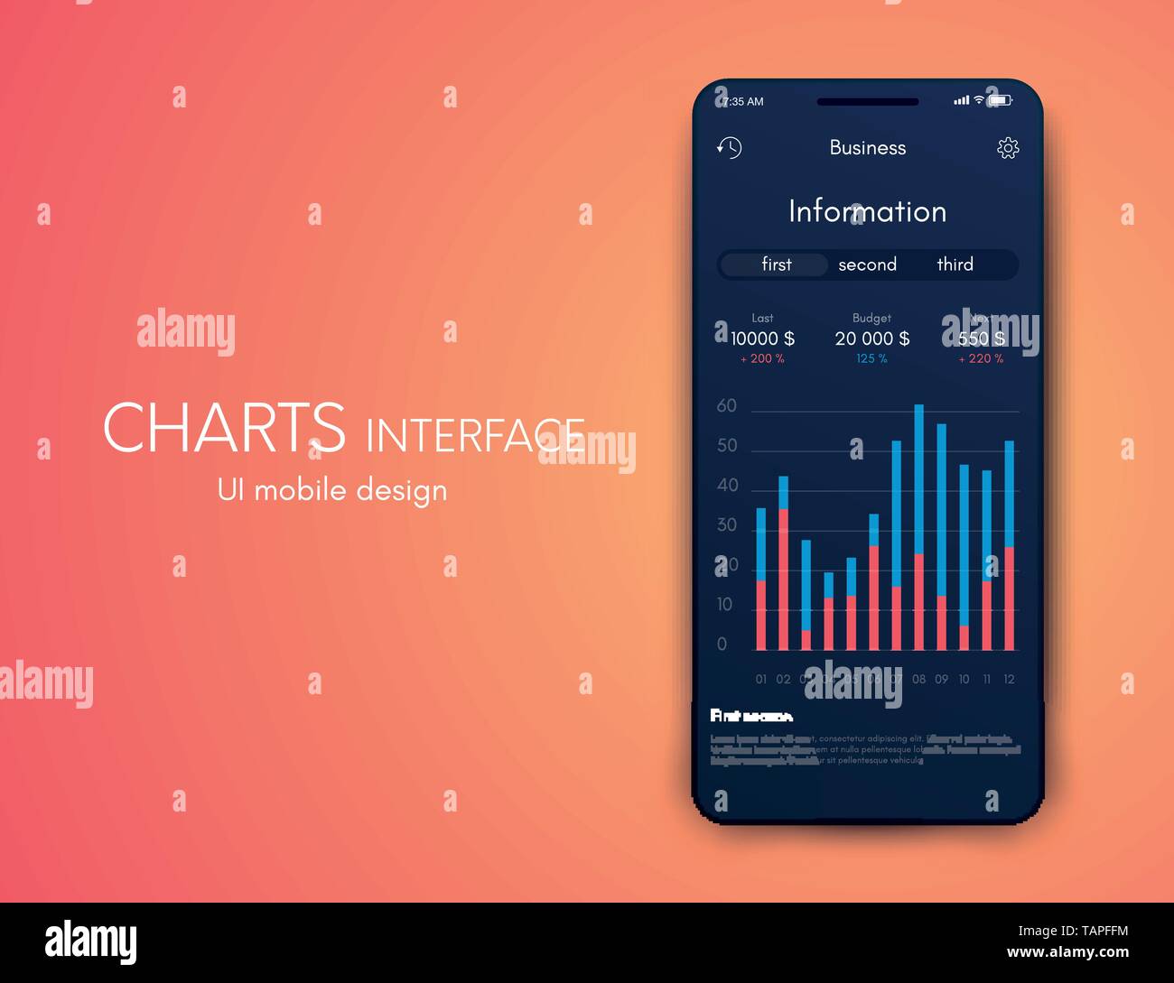 Download Vector graphics mobile infographics with two options. Template for creating mobile applications ...