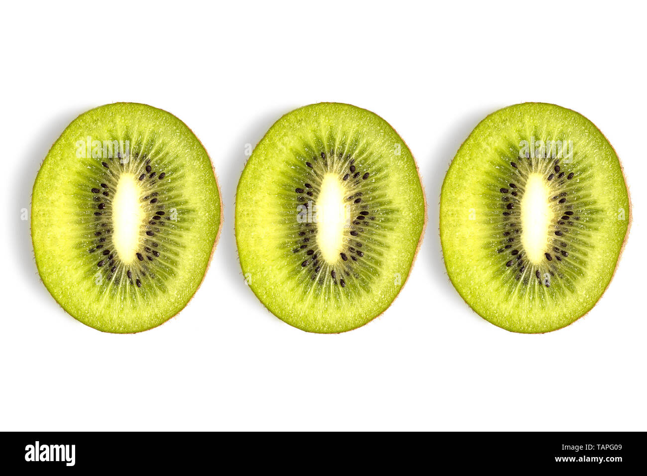 kiwi fruit sliced pattern on white background Stock Photo