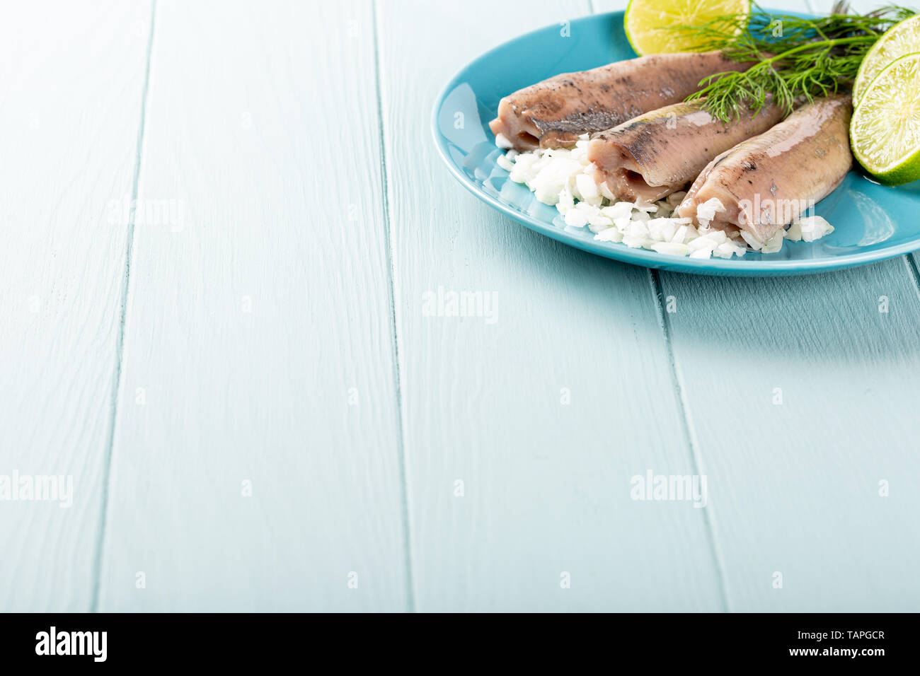 Traditional dutch food herring fish Stock Photo Alamy