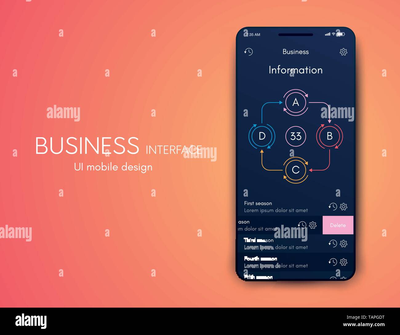 Vector graphics mobile infographics with four options. Template for creating mobile applications, workflow layout, diagram, banner, web design Stock Vector