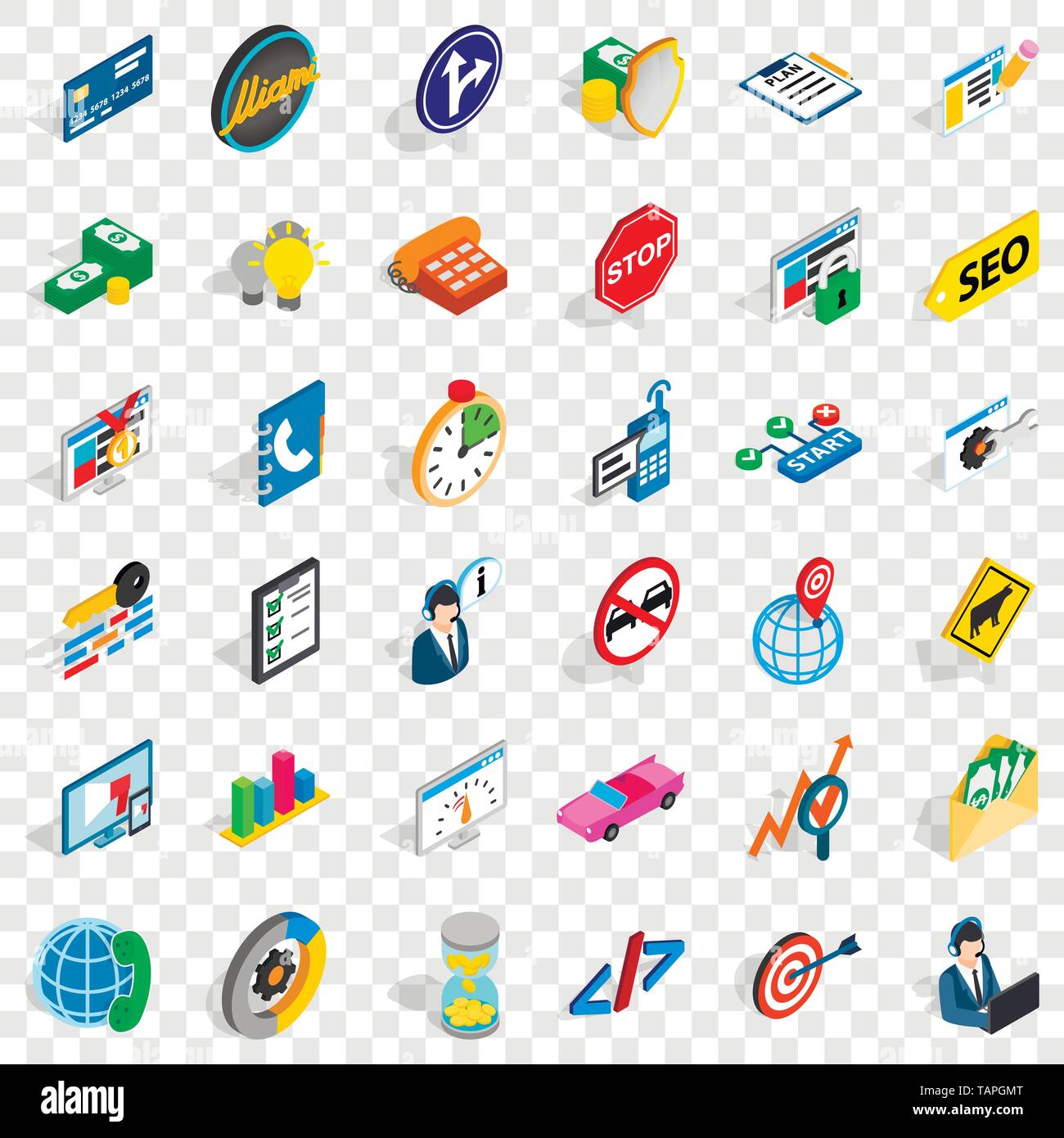 Usable icons set, isometric style Stock Vector