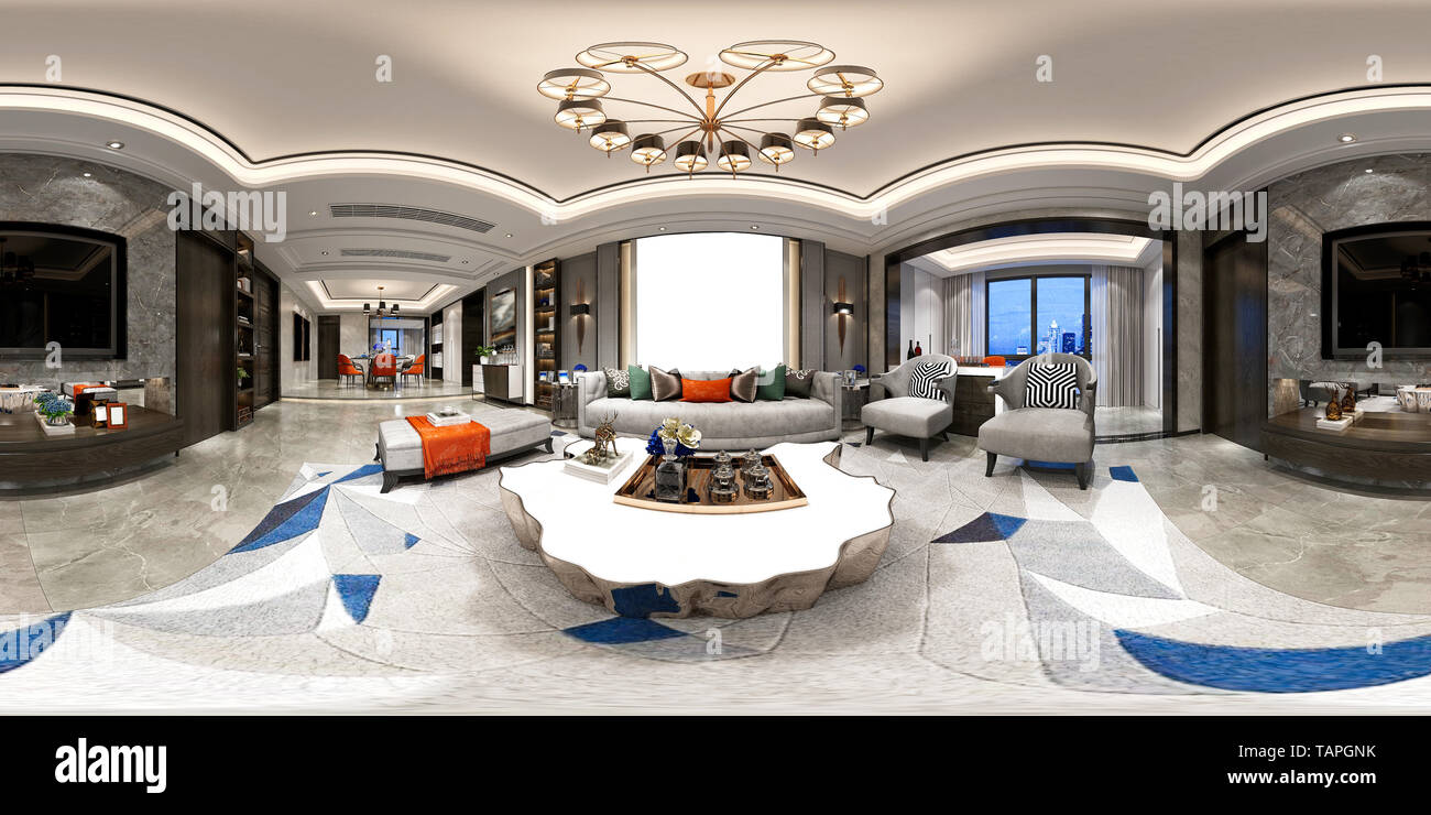 360 degrees VR living room Stock Photo - Alamy
