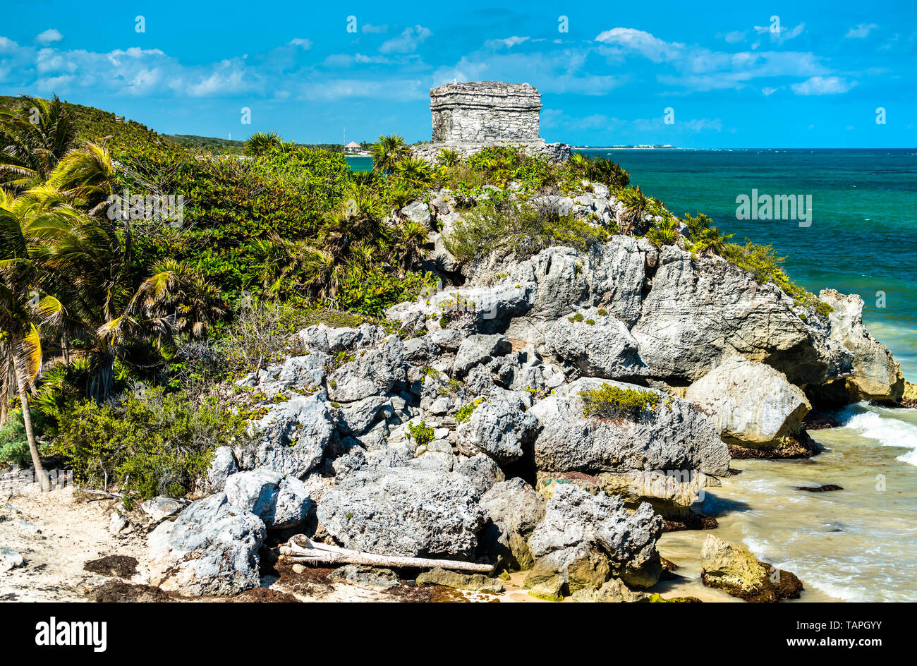 Mayan ruins at the Caribbean Seaside - Tulum, Mexico Stock Photo