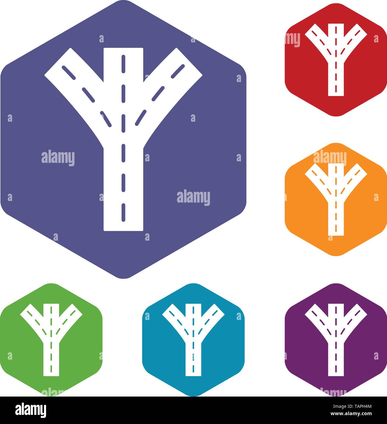 Road fork icons vector hexahedron Stock Vector