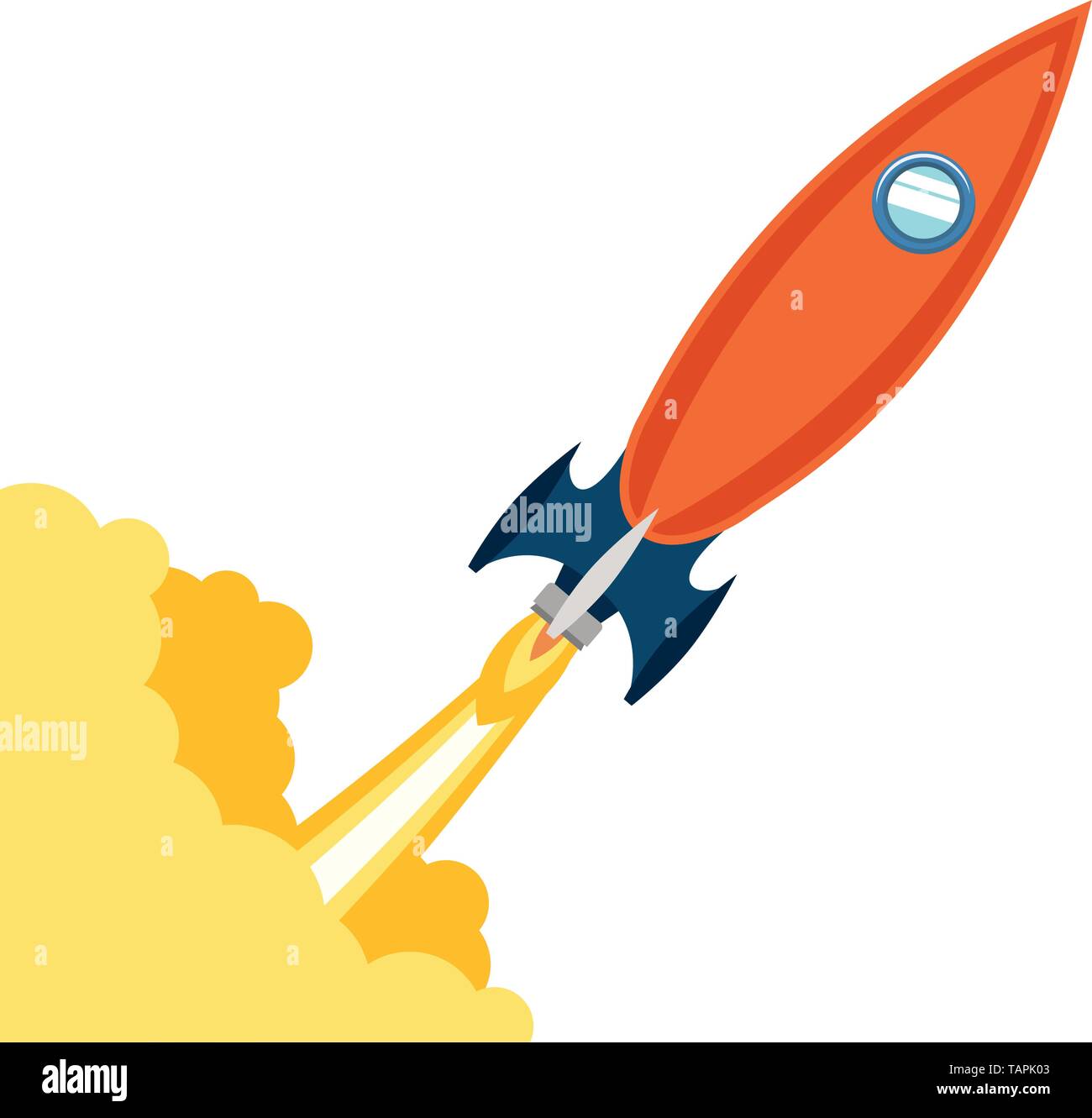 rocket taking off in white background Stock Vector Image & Art - Alamy