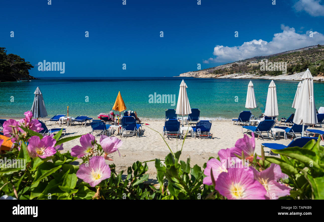 Amazing bay with beach Aliki, Thassos islands, Greece Stock Photo