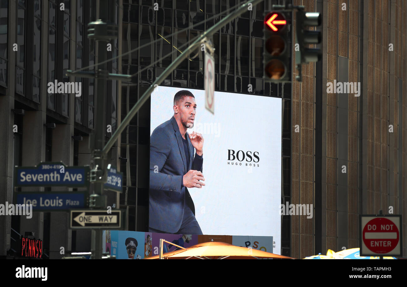 A general view of a Hugo Boss advert featuring Anthony Joshua outside  Madison Square Garden in New York Stock Photo - Alamy