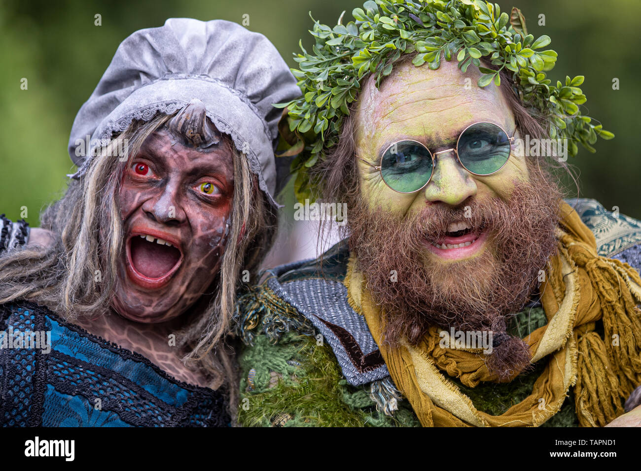 Lukavec, Croatia. 25th May, 2019. People dressed as mythical figures participate in the Perunfest, a festival dedicated to forgotten stories and folktales from ancient ages, at Lukavec Castle in Lukavec, Croatia, May 25, 2019. Credit: Davor Puklavec/Xinhua/Alamy Live News Stock Photo