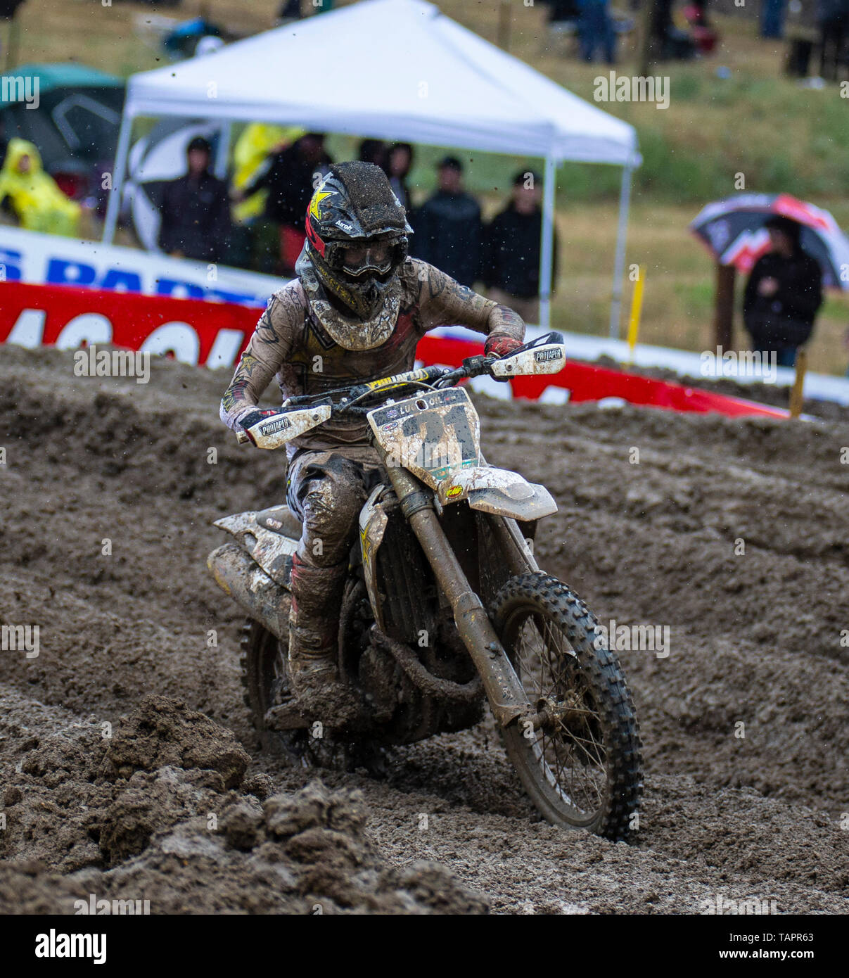 MAY 18, 2019 Rancho Cordova, CA U.S.A.: # 21 Jason Anderson coming out of turn 21 during the Lucas Oil Pro Motocross 450 Championship at Hangtown Motocross Classic Rancho Cordova, CA Thurman James / CSM Stock Photo