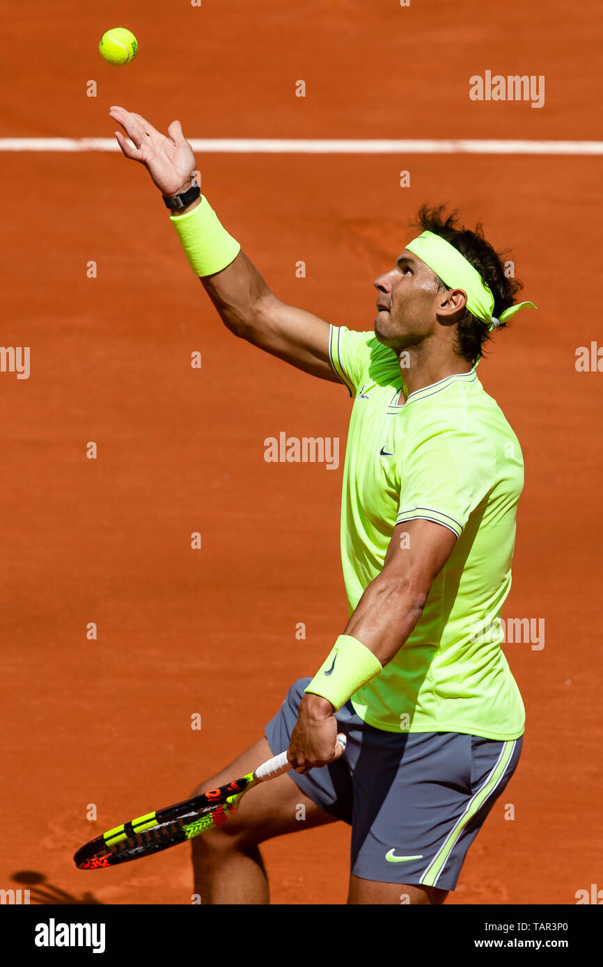 27th May 2019, Roland Garros, paris, France; French Open Tennis tournament;  Rafael Nadal (ESP) wears his personalised Nike shoes Stock Photo - Alamy