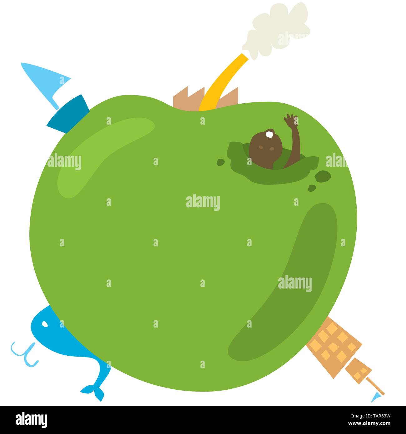 Vector illustration of an apple as the world. eps10 Stock Vector