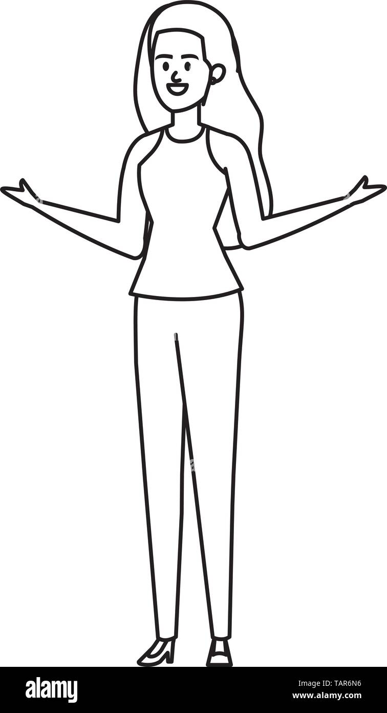 young woman avatar character vector illustration Stock Vector Image ...