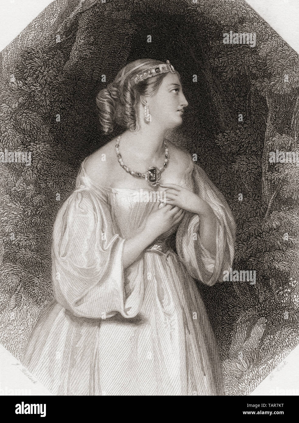 Lavinia.  Principal female character from Shakespeare's play Titus Andronicus.  From Shakespeare Gallery, published c.1840. Stock Photo