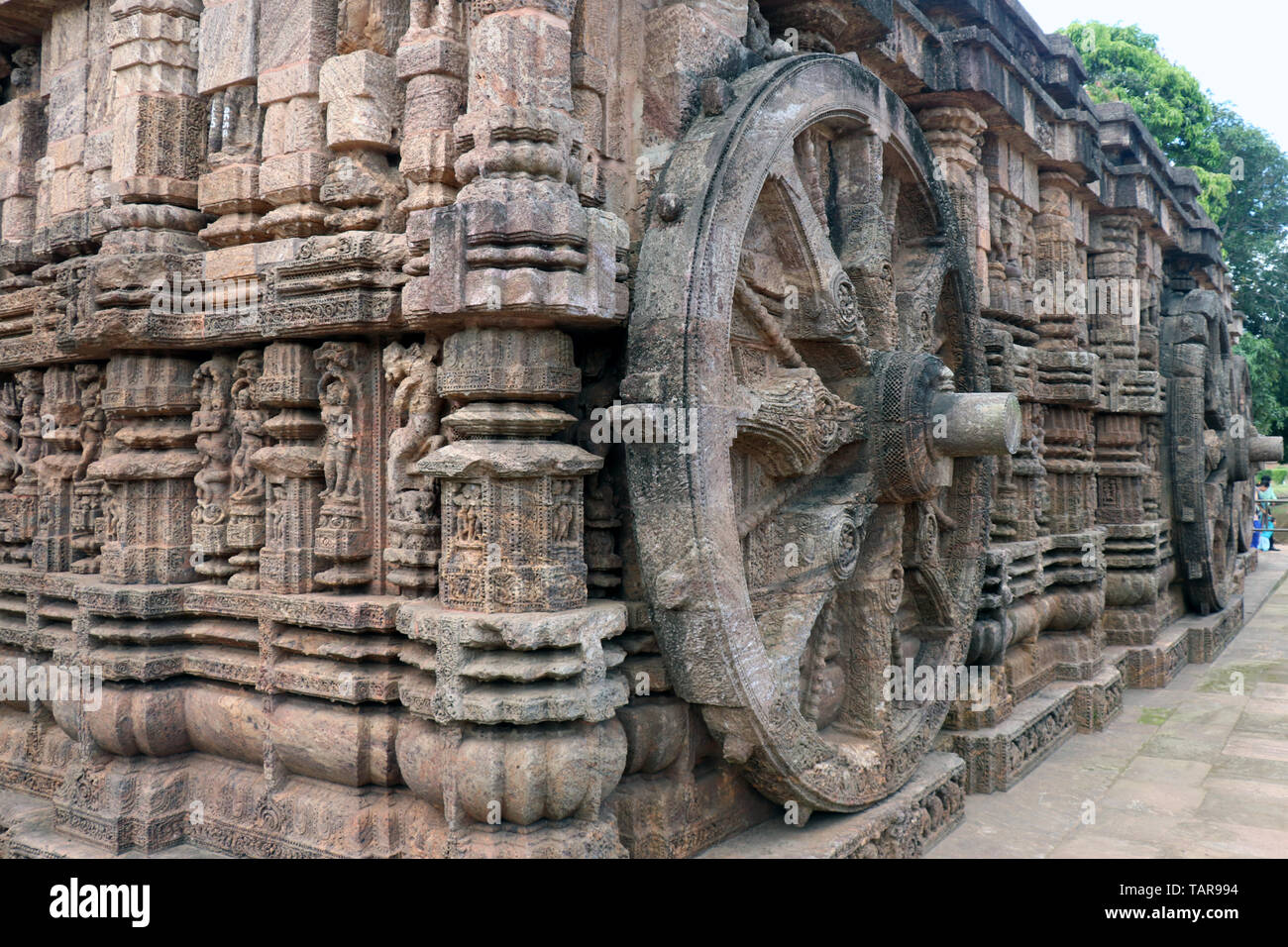 Ancient chariot Wheel, Konark Sun Temple, Orissa. Konark Sun Temple also known as the Black Pagoda. Stock Photo